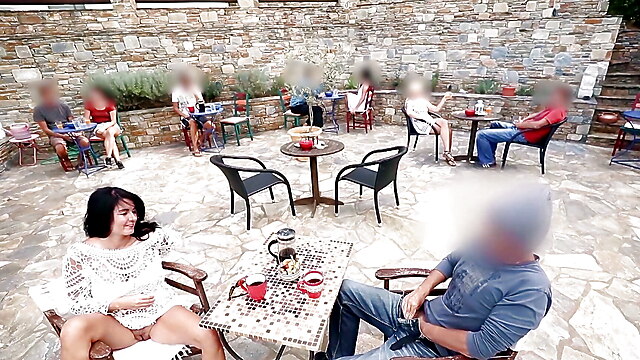 Sex gathering, german restaurant, jerking outdoor public, cum pants public, german milf footjob sex, shaved sexy