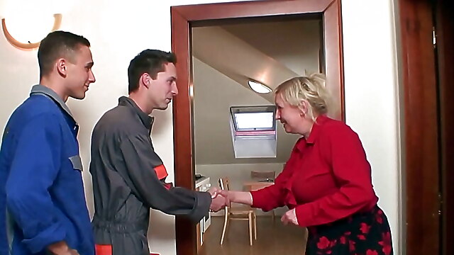 Old lady and girl, repairman reality, busty grandma blonde, granny repairman, granny pleases